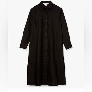 Chic Black Button-Up Long Sleeve Dress